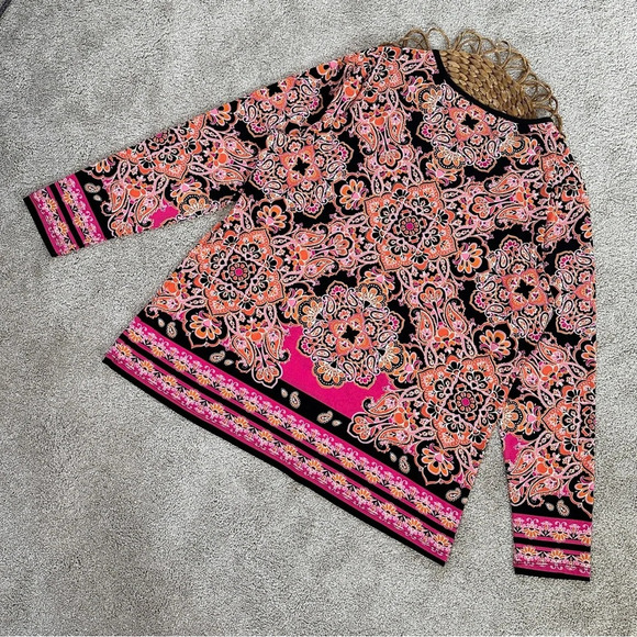 Susan Graver Bundle (2) Long Sleeve Printed Blouse Top Tunic Jersey Boho Size L - Picture 3 of 15